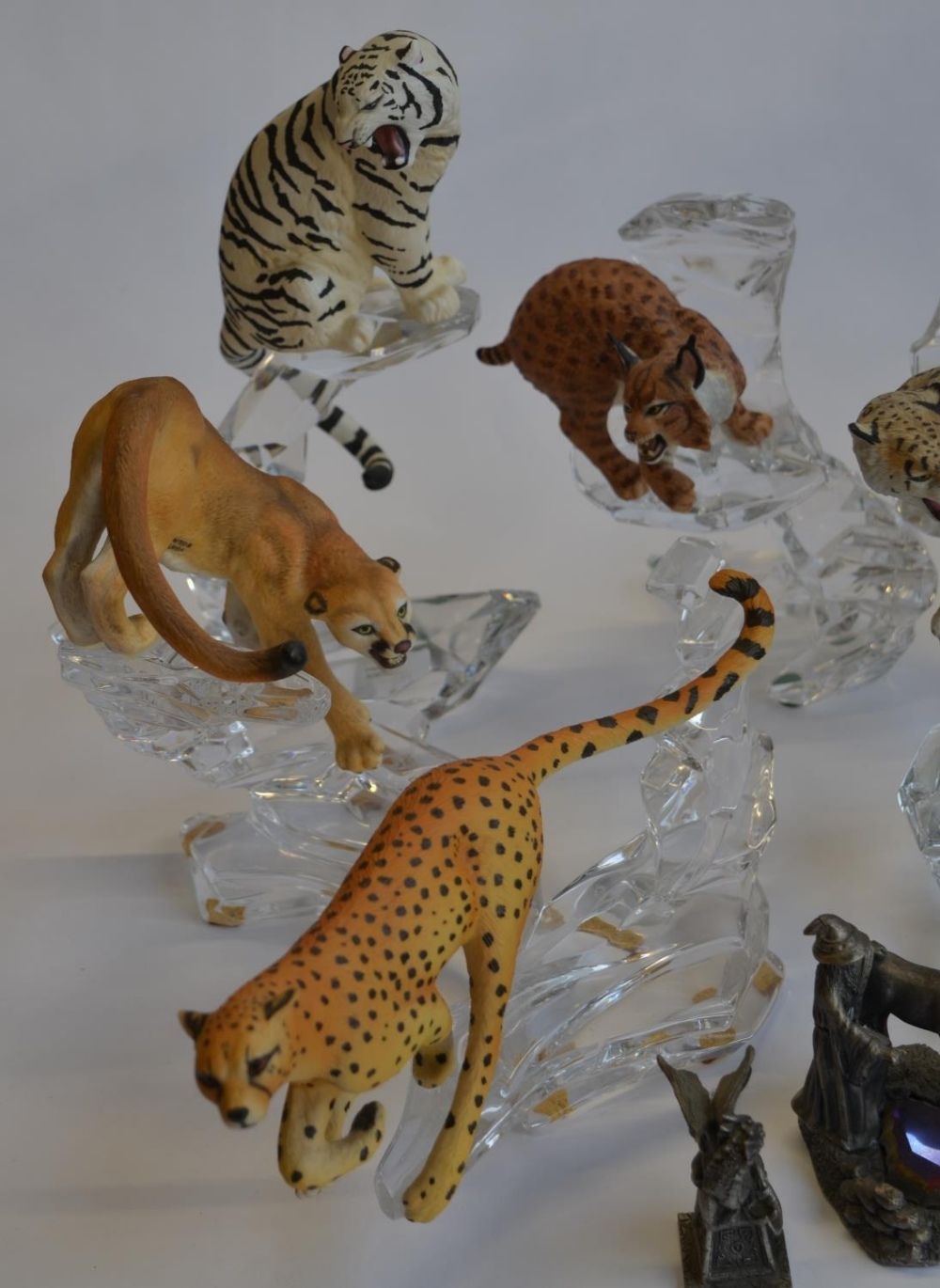 A collection of ceramic animals, 2 Royal Doulton figurines, pewter fantasy scenes etc (3 boxes) - Bild 2 aus 8