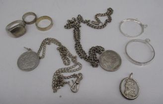 Two hallmarked Sterling silver St. George pendants, one on silver chain stamped 925 (A/F), a