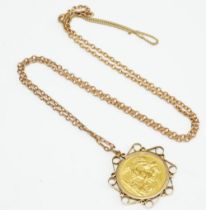 1888 Victoria sovereign in 9ct yellow gold mount pendant, stamped 375, on 9ct yellow gold chain,