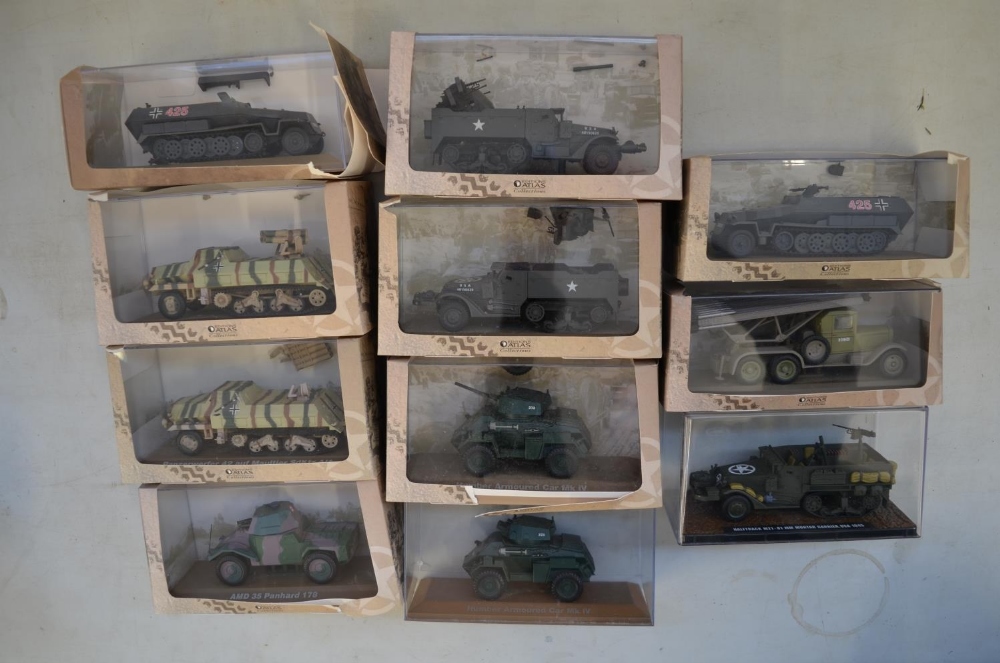11 Atlas Edition boxed 1/43 scale armour models, all damaged (but repairable) except the US Half- - Image 2 of 6