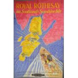 Vintage 'Royal Rothesay, On Scotlands Sunshine Isle' British Railways poster, displayed at Whitby