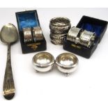 Pair of Victorian hallmarked Sterling silver salts on three ball feet, by J.F & S, Birmingham, 1892,