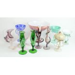 Collection of art glass to include pedestal bowls, candlesticks, stem vases etc