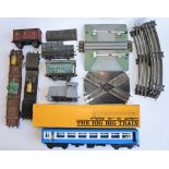 A collection of O gauge track, wagons and a Lima diesel shunter. Includes a boxed Rovex RV 257