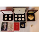 Collection of Commemorative coins and medallions to include Pobjoy Mint Gibraltar 1996 Peter