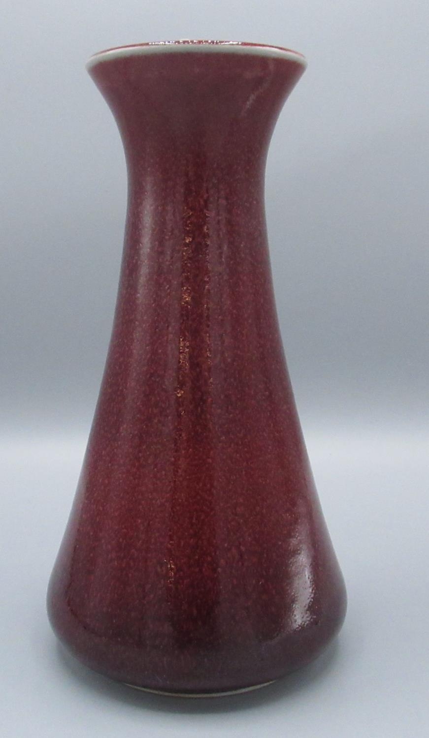 Cobridge stoneware vase with oxblood glaze, manufacturer's mark to base, H23cm