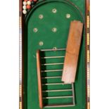 Late C19th/early C20th mahogany bar billiards game in folding case, green baize lining, no makers