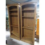 Pair of contemporary oak open bookcases with adjustable shelves, width 76.7cm, depth 32cm, height