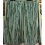 3 pairs of turquoise silk lined curtains, with matching pelmets, pleated width (per curtain) approx.