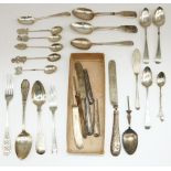 hallmarked Sterling silver fork and spoon by Martin, Hall & Co, London, 1872, and a collection of