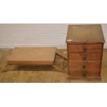 Small pine tool chest with four drawers 49cm x 41cm x 37cm, pine fold away lectern (2)