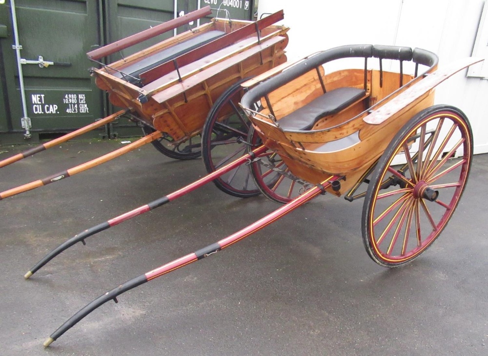 Croft & Blackburn of Ripon governess cart, painted in traditional livery, wheel approx D120cm