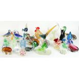 Collection of Murano and other glass animals, paperweights, vases etc tallest H24cm (2 boxes)