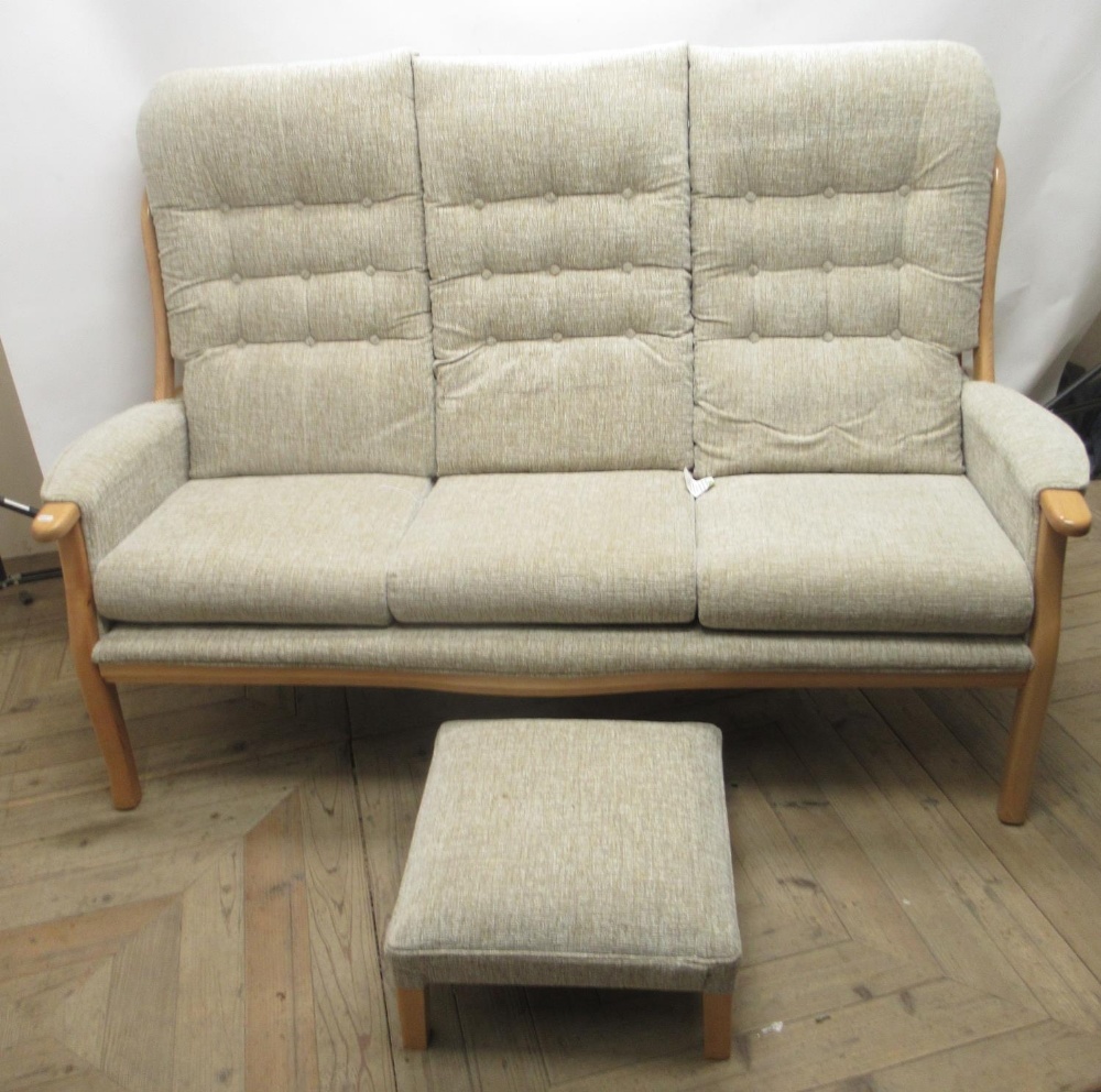 Share & Sons Ltd, Ercol style Durham 4-piece cottage suite comprising; three-seater high back