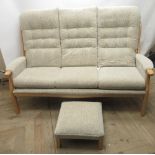 Share & Sons Ltd, Ercol style Durham 4-piece cottage suite comprising; three-seater high back