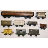 The Grange Goathland - Collection of 9 vintage tinplate O gauge (mostly) railway wagons and a