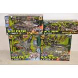 4 boxed Soldier Force V playsets by Chap Mei including Deluxe Battle Tank (Try Me action function