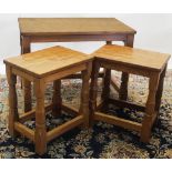 Brian Haw (former Mouseman carver) Yorkshire Oak - Nest of occasional tables with adzed tops,