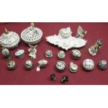 Collection of Limoges and other gilt metal mounted patch boxes, variously decorated, a continental