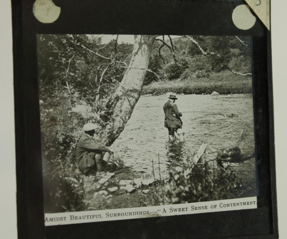 Collection early to mid C20th magic lantern monochrome slides, all related to fishing and - Image 5 of 11