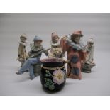 Lladro "Little Jester" makers mark and impressed number 5203, H20.5cm, four similar Nao figures of
