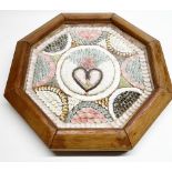 Withdrawn - C19th century sailors Valentine, glazed octagonal pine case with shellwork floral and h
