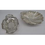 Victorian hallmarked Sterling silver shell shaped dish, on ball feet, by Atkin Brothers,