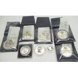 1995 10 Yuan Silver Panda silver proof complete with certificate, 1990 Silver Eagle 1 dollar