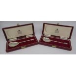 Pair of ER.II Britannia silver spoons with seated lion finials, by Garrard & Co Ltd, Sheffield,