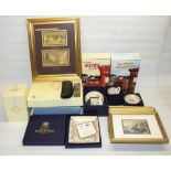Royal Mint gold impressions of a ten shilling and a five pound bank note, framed limited edition