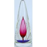 East European/Czech art glass vase of conical form with inset pink sommerso bubble surrounded with