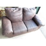 Torino two seater setee in faux brown leather, W160cm, D79cm, H86cm,