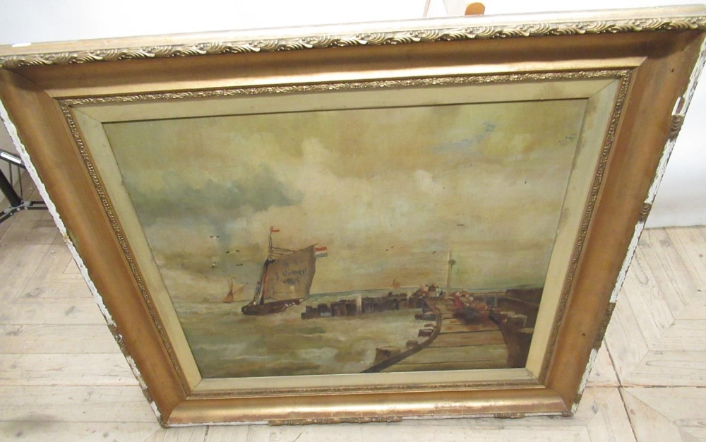 H. Shields (British, later C19th); Fishing off the French Coast and Leaving Harbour, pair of oils on - Image 2 of 2