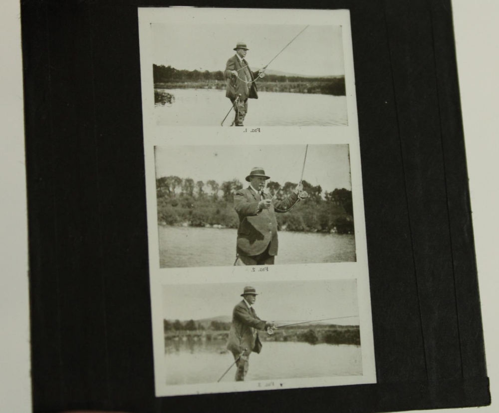 Collection early to mid C20th magic lantern monochrome slides, all related to fishing and - Image 9 of 11