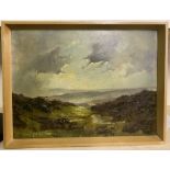 Lewis Creighton (British, 1918-1996); Moorland landscape, oil on board, signed, 50cm x 49cm