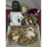 Pedigree walking doll, H50cmn a collection of Albachiara and other dolls and two ceramic Dolls heads