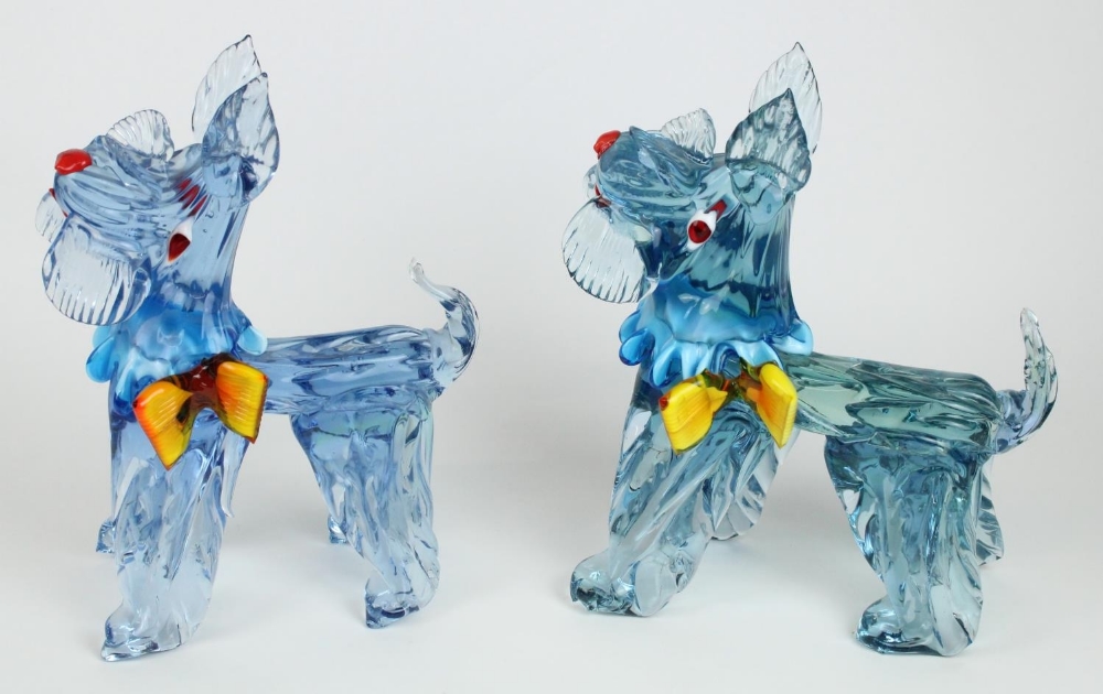Pair of Murano glass large Scottie dog figurines, H29cm
