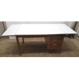 Alco beech and Formica office desk, with 4 inset drawers, width approx. 182cm, D76cm, H72cm