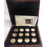 Set of 12 Royal Mint Piedfort Collection of British Military Leaders medallions, cupro-nickel plated