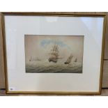 William Frederick Settle (British, C19th); British fleet, watercolour, signed, 22cm x 34cm