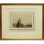 Continental School (early C19th); Fishing Boat in a Harbour, watercolour, 12.5cm x 18cm