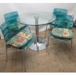 Contemporary Calligaris pedestal table with circular glass top (diameter 90cm & height 75.5cm) and a