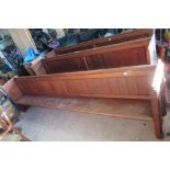 Pitch pine church pew, approx. 310cm long