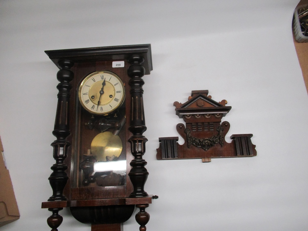 H. A. C., early C20th Vienna style wall clock, shaped pediment with full length glazed panel door