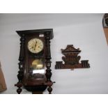 H. A. C., early C20th Vienna style wall clock, shaped pediment with full length glazed panel door
