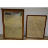 Two mirrors in wooden frames, one from Maple & Co of London, 81cm x 54cm and 66cm x 48cm (2)