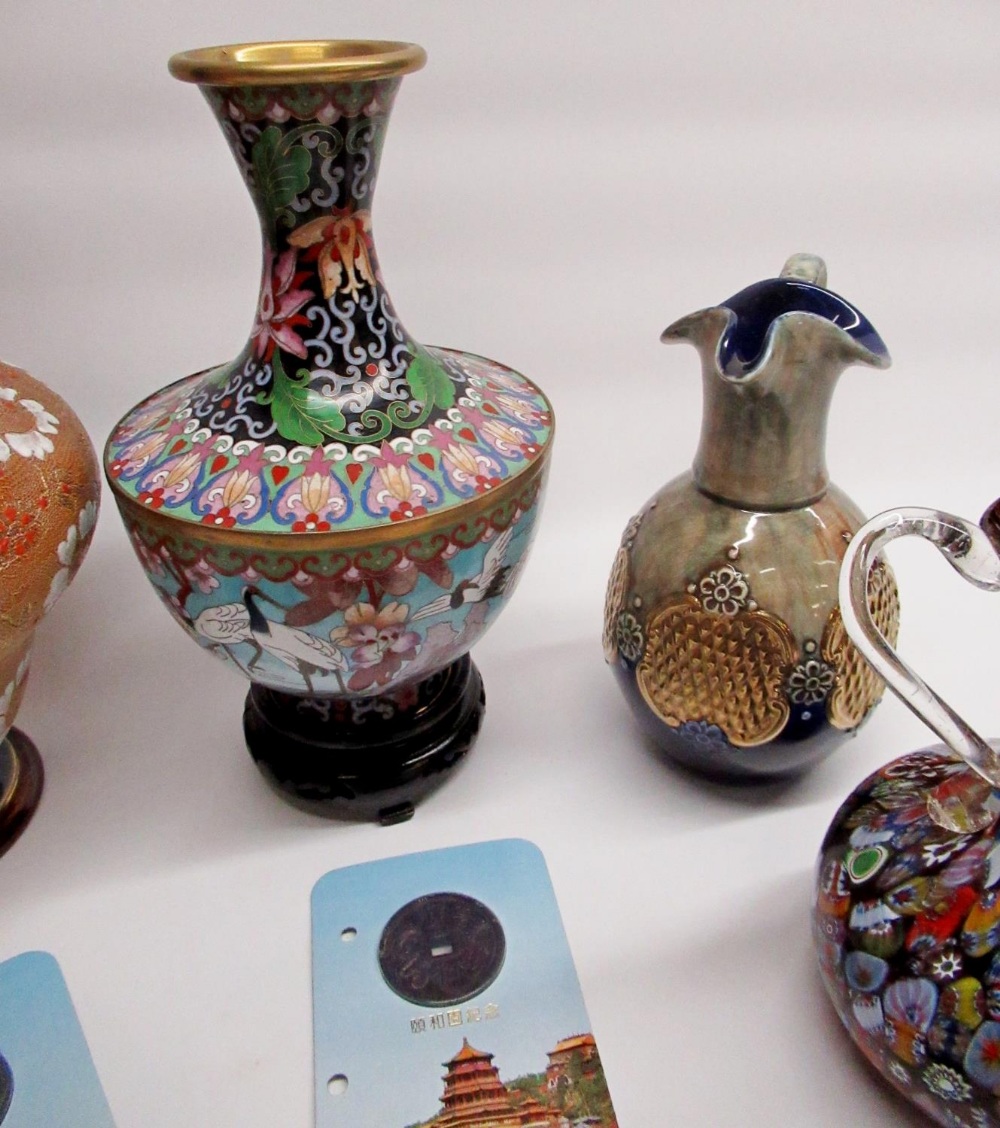 Doulton and Slaters vase, Murano style vase, Cloisonné vase with oriental birds, decorative jug - Bild 3 aus 5