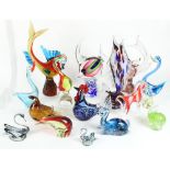 Collection of Murano and other glass animals and fish to include a large triple Sommerso