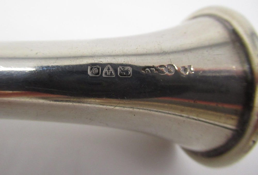 Geo. V hallmarked Sterling silver hunting horn by Sampson Mordan & Co Ltd, Chester, 1916, with - Image 3 of 3