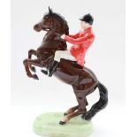 Beswick model of Huntsman on rearing horse, second version, in brown colourway, model no. 868